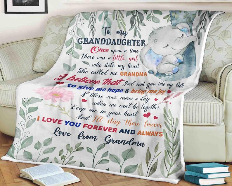 Elephant Blanket To My Granddaughter,i Love You Forever And Always, Love You Grandma,gift For Granddaughter Family Home Decor Bedding Couch Sofa Soft And Comfy Cozy 1629777282039.jpg