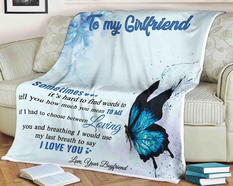 To My Girlfriend I'd To Choose Between Loving And Breathing Fleece Blanket Gift For Family,birthday,couple,butterflies Lover Gift Home Decor Bedding Couch Sofa Soft And Comfy Cozy   1629781564718.jpg