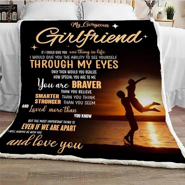 Best Valentine Gift For Girlfriend, Through My Eyes You Are Braver Fleece Blanket Gift For Family,birthday,girlfriend,wife,couple,gift Home Decor Bedding Couch Sofa Soft And Comfy Cozy 1629857368161.jpg