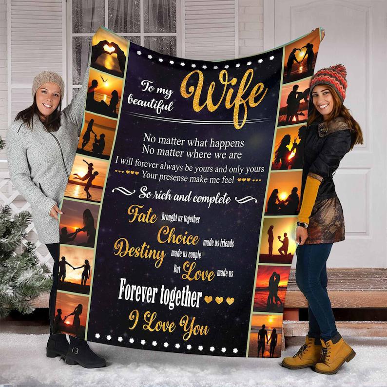 To My Beautiful Wife,i Love You Blanket, I Will Forever Always Be Your And Only Your, Gift For Wife Family Home Decor Bedding Couch Sofa Soft And Comfy Cozy 1629862564839.jpg