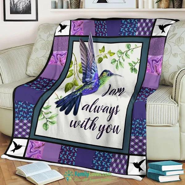 Hummingbird I Am Always With You Purple Border Fleece Blanket Home Decor Bedding Couch Sofa Soft And Comfy Cozy 1629862833513.jpg