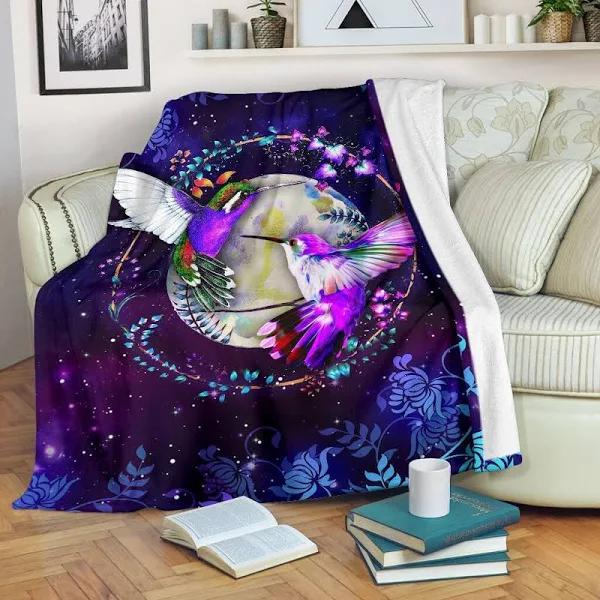 Violet Hummingbird Flower Purple Gift For Hummingbird Lover Fleece Blanket Home Decor Bedding Couch Sofa Soft And Comfy Cozy 1629863425190.jpg