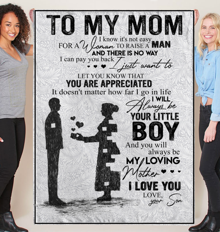 To My Mom - I Know It's Not Easy Fleece Blanket Gift For Mom From Son Birthday Gift Home Decor Bedding Couch Sofa Soft And Comfy Cozy 1629878775282.png