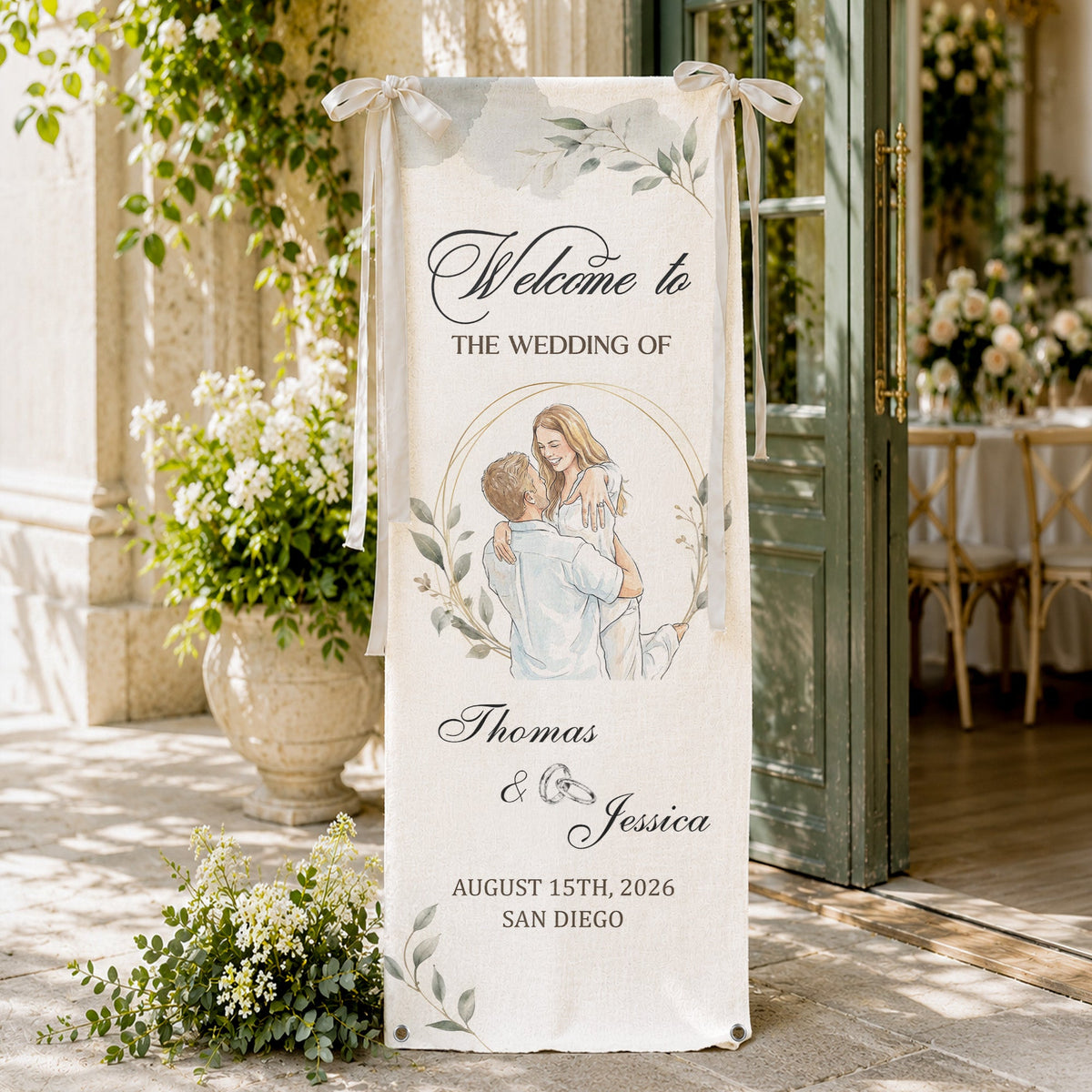 Custom Couple Photo Watercolor Art Wedding Welcome Sign - Personalized Welcome Sign 162d9f1a-36b9-4033-bf45-3abd22758161-3.jpg