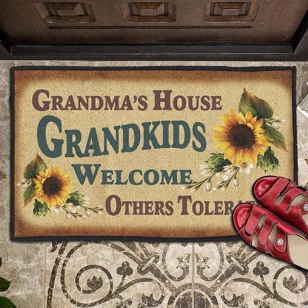 Grandma's House Grandkids Welcome Others Tolerated Doormat Welcome Mat Housewarming Gift Home Decor Funny Doormat Gift For Grandma 1630037764949.jpg