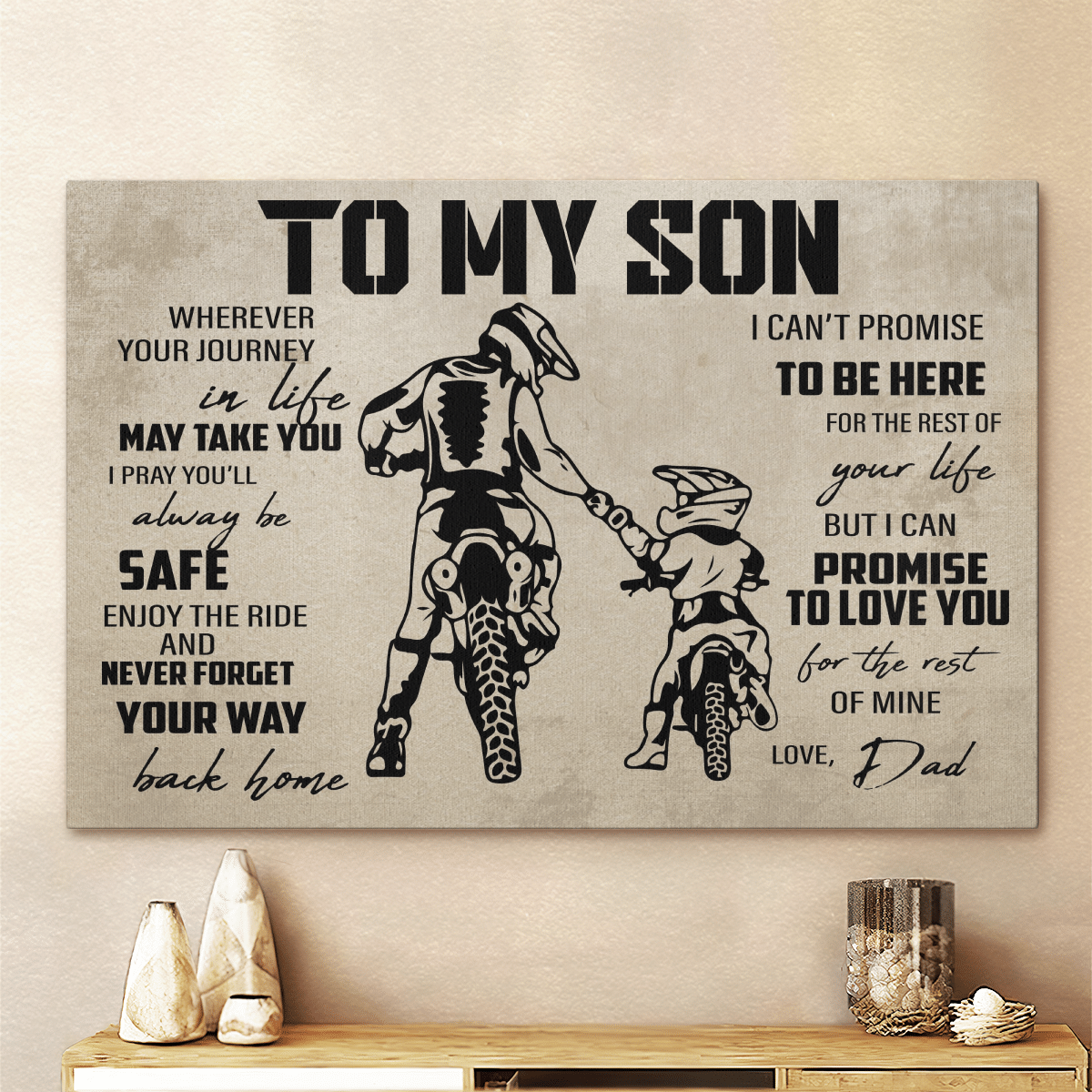 Gift For Son Landscape Canvas Motocross To My Son Wherever Your Journey In Life Decor Home Decor Wall Art Visual Art , Birthday Gift 1630295260059.png