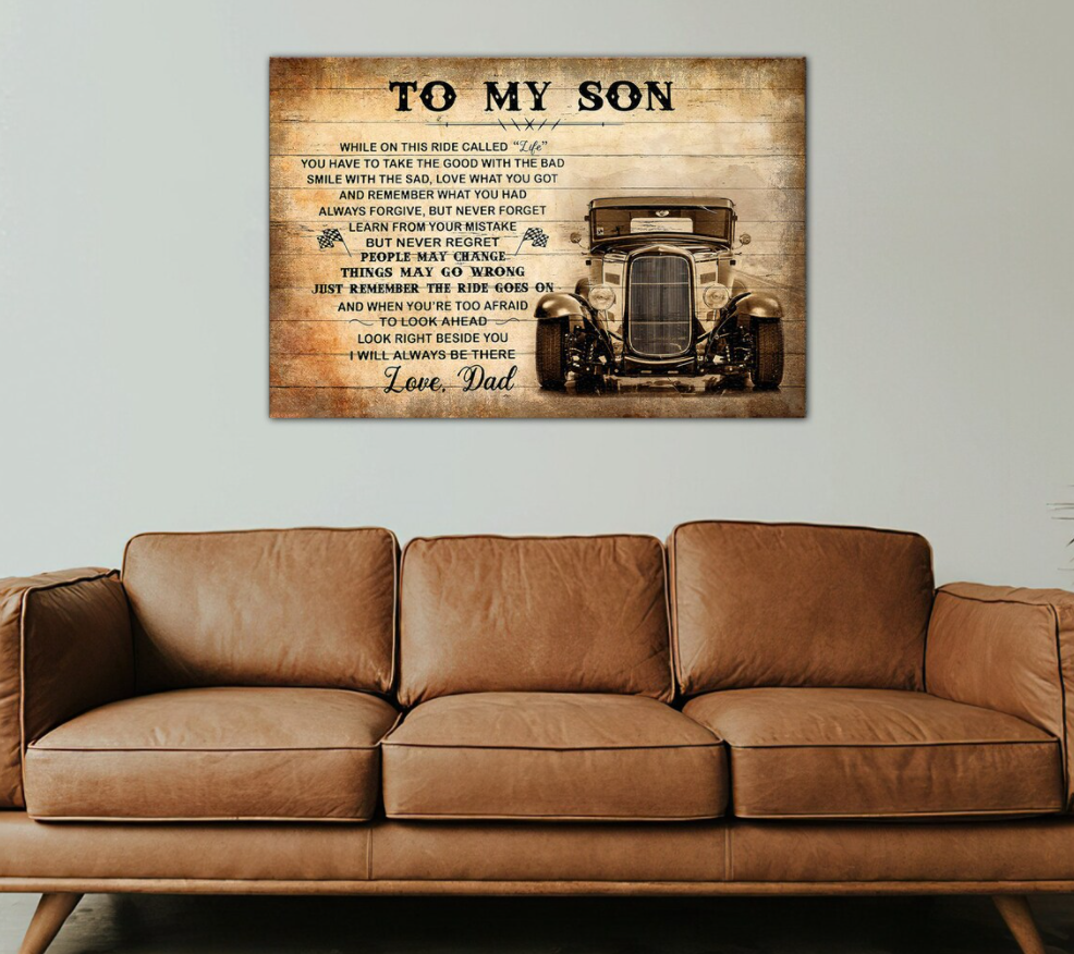 To My Son Racing Landscape Canvas, Car Racing, Car Racing Lover, Gift For Son From Dad Birthday Gift Home Decor Bedding Couch Sofa Soft And Comfy Cozy 1630308023272.png