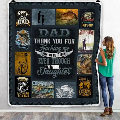 Fishing Dad Thank You For Teaching Me Fleece Blanket Gift For Dad From Daughter Home Decor Bedding Couch Sofa Soft And Comfy Cozy 1630309044870.jpg