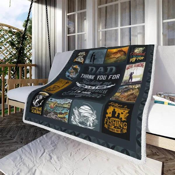 Fishing Dad Thank You For Teaching Me Fleece Blanket Gift For Dad From Daughter Home Decor Bedding Couch Sofa Soft And Comfy Cozy 1630309045153.jpg