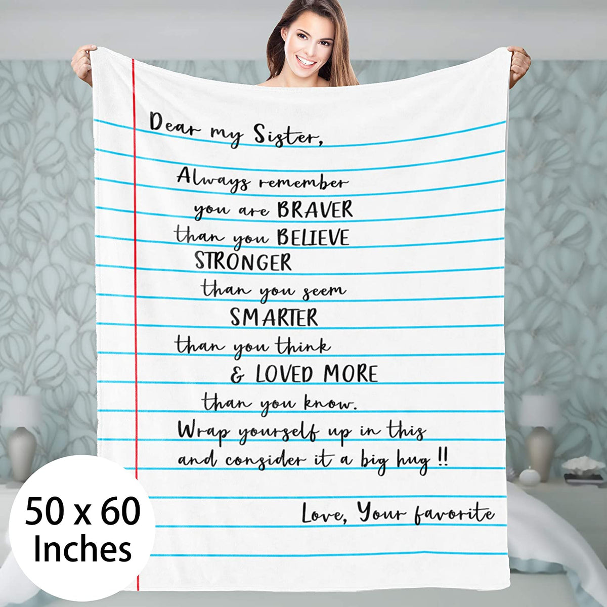 To My Sister Fleece Blanket Always Remember You Are Brave Than You Believe, Gift For Bestie, Gift For Family, Gift For Friend, Home Decor Bedding Couch Sofa Soft and Comfy 1630378012433.jpg