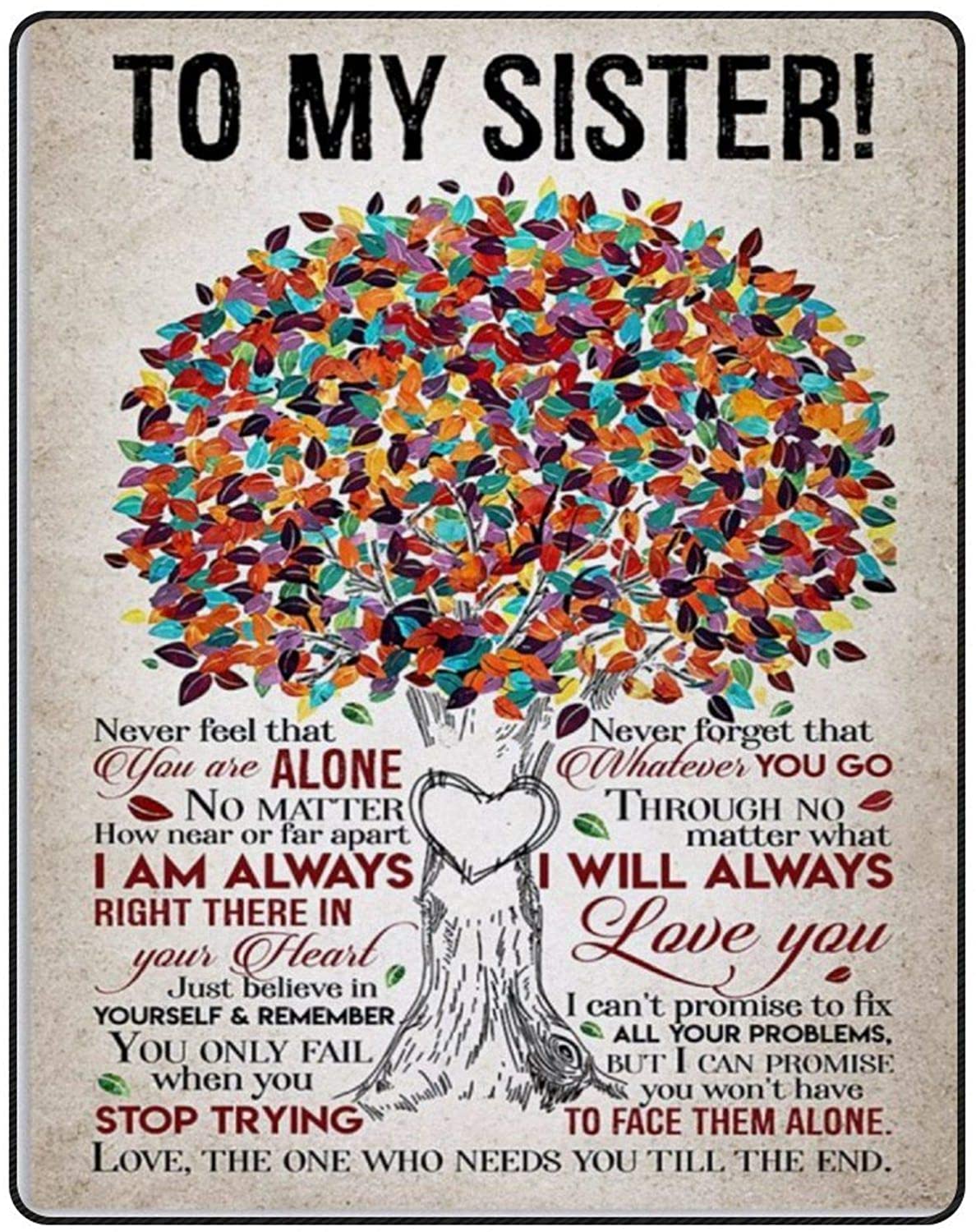To My Sister Fleece Blanket I Will Always Love You Always Right There In Your Heart, Gift For Bestie, Gift For Family, Gift For Friend, Home Decor Bedding Couch Sofa Soft and Comfy 1630379077195.jpg