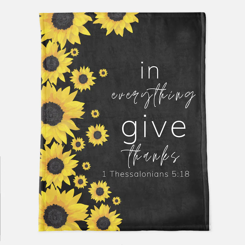 To My Sister Fleece Blanket Sunflower In Everything Give Thanks, Gift For Bestie, Gift For Family, Gift For Friend, Home Decor Bedding Couch Sofa Soft and Comfy 1630379415554.jpg