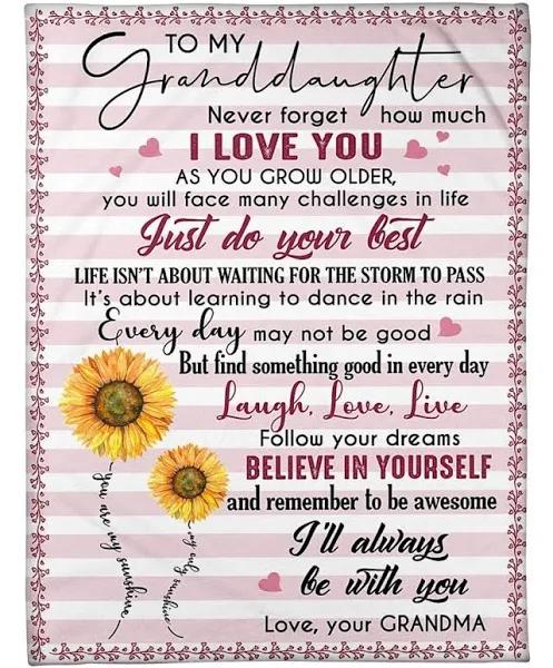 Gift For Granddaughter Never Forget How Much I Love You Sunflowers Trending Fleece Blanket From Grandma Home Decor Bedding Couch Sofa Soft And Comfy Cozy 1630392346517.jpg