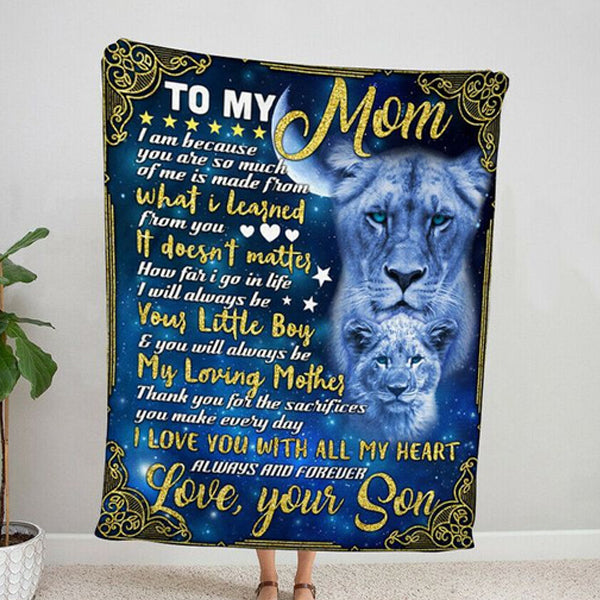 To My Mom Lion Mandala I Love You With All My Heart, Gift From Son Fleece Blanket Home Decor Bedding Couch Sofa Soft And Comfy Cozy 1630393201170.jpg