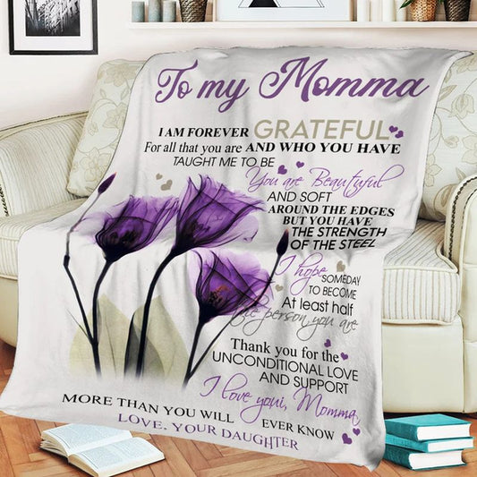 Personalized Blanket With Name - Meaningful Gifts For Mom From Daughter - Birthday Mother's Day Gifts For Mom From Son - Ma Purple Flower I'm Forever Grateful 1630395322271.jpg