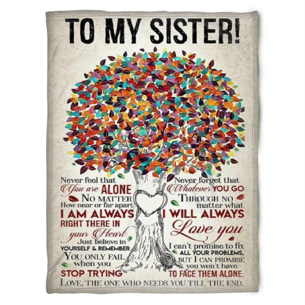 To My Sister Fleece Blanket Never Feel That You Are Alone I'am Always Right There, Gift For Bestie, Gift For Family, Gift For Friend, Home Decor Bedding Couch Sofa Soft and Comfy 1630400290447.jpg