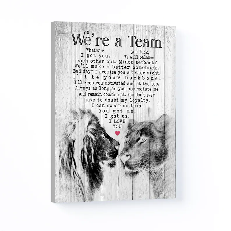 Couple Portrait Canvas We a Team Lion and Lioness Anniversary Gift For Husband Wife Boyfriend Girlfriend Lover Home Decor Wall Art Visual Art 1630400709783.png