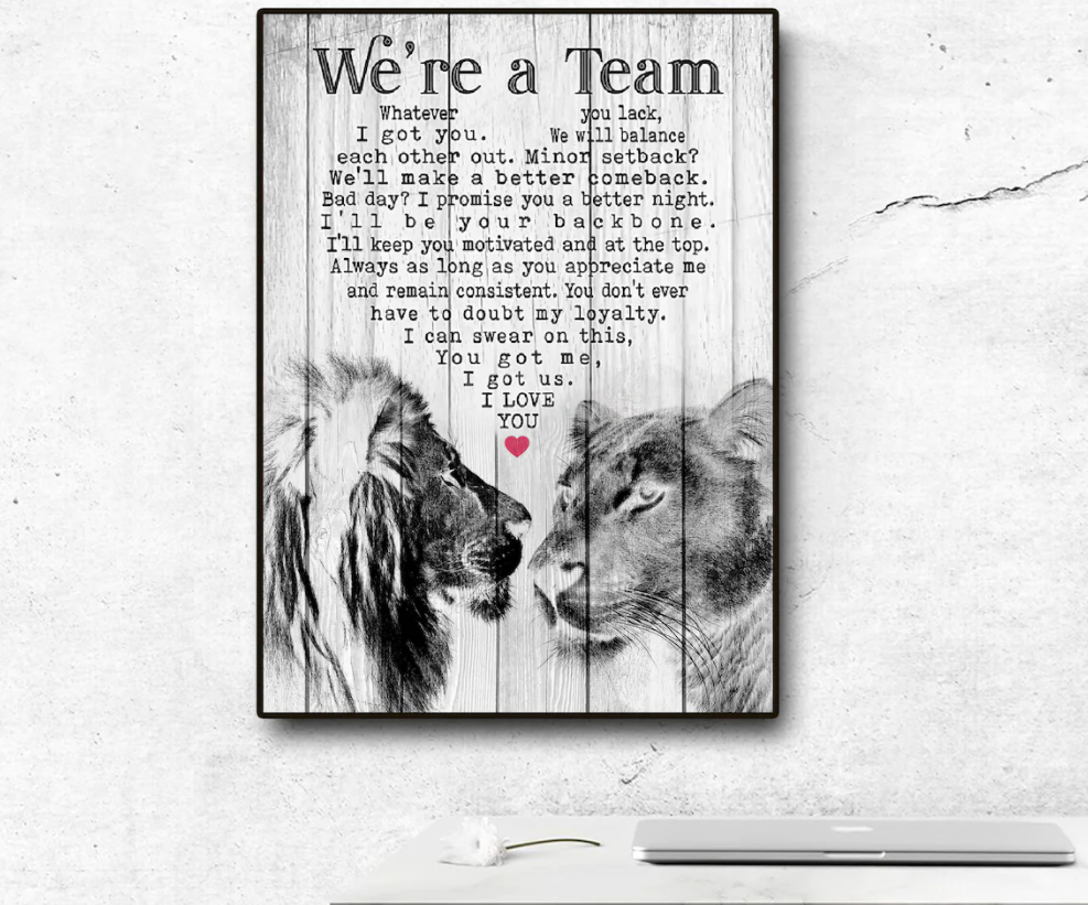 Couple Portrait Canvas We a Team Lion and Lioness Anniversary Gift For Husband Wife Boyfriend Girlfriend Lover Home Decor Wall Art Visual Art 1630400710745.png