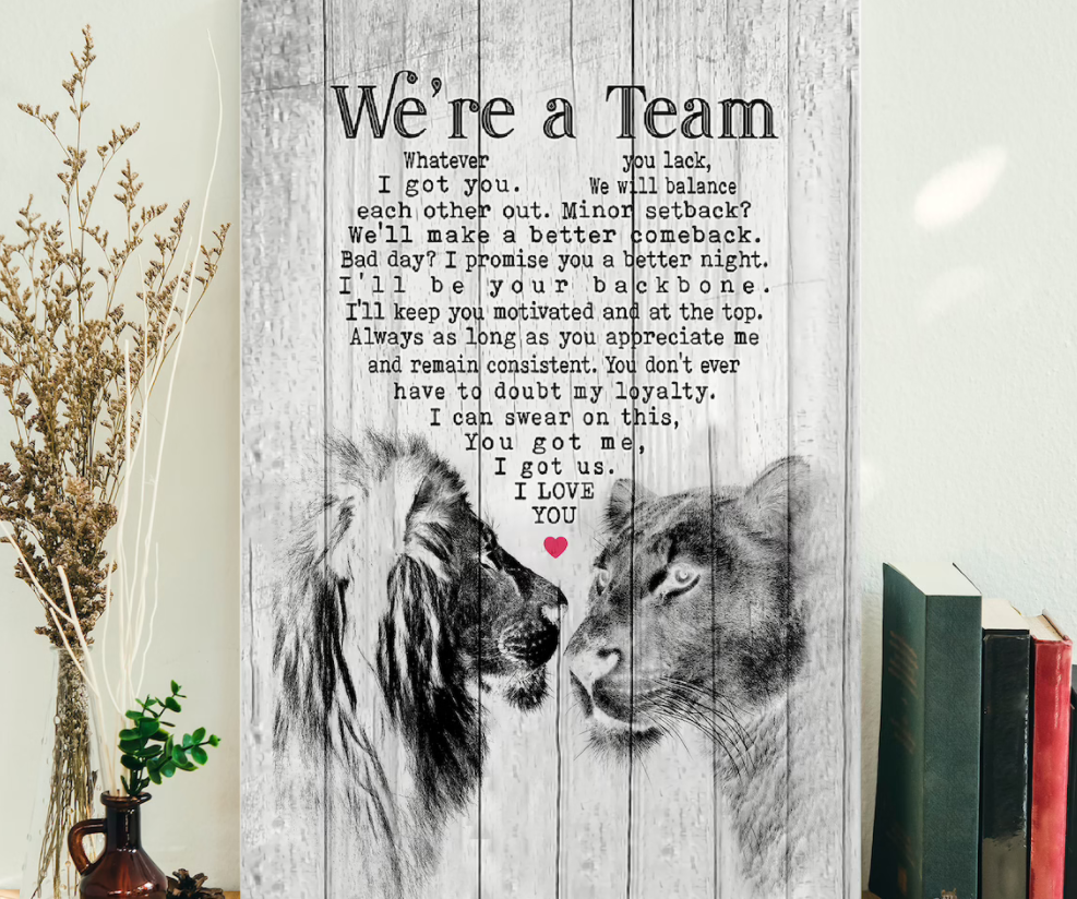 Couple Portrait Canvas We a Team Lion and Lioness Anniversary Gift For Husband Wife Boyfriend Girlfriend Lover Home Decor Wall Art Visual Art 1630400711115.png