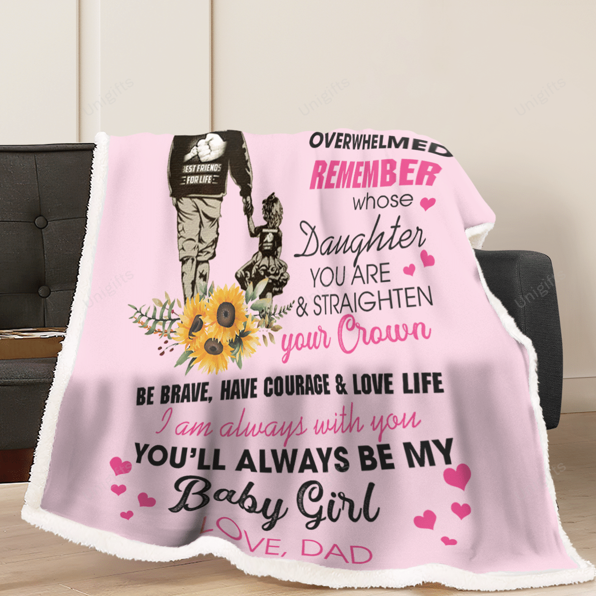 To My Daughter Be Brave, Have Courage & Love Life Fleece Blanket Gift For Daughter From Dad Birthday Gift Home Decor Bedding Couch Sofa Soft And Comfy Cozy 1630401708744.png