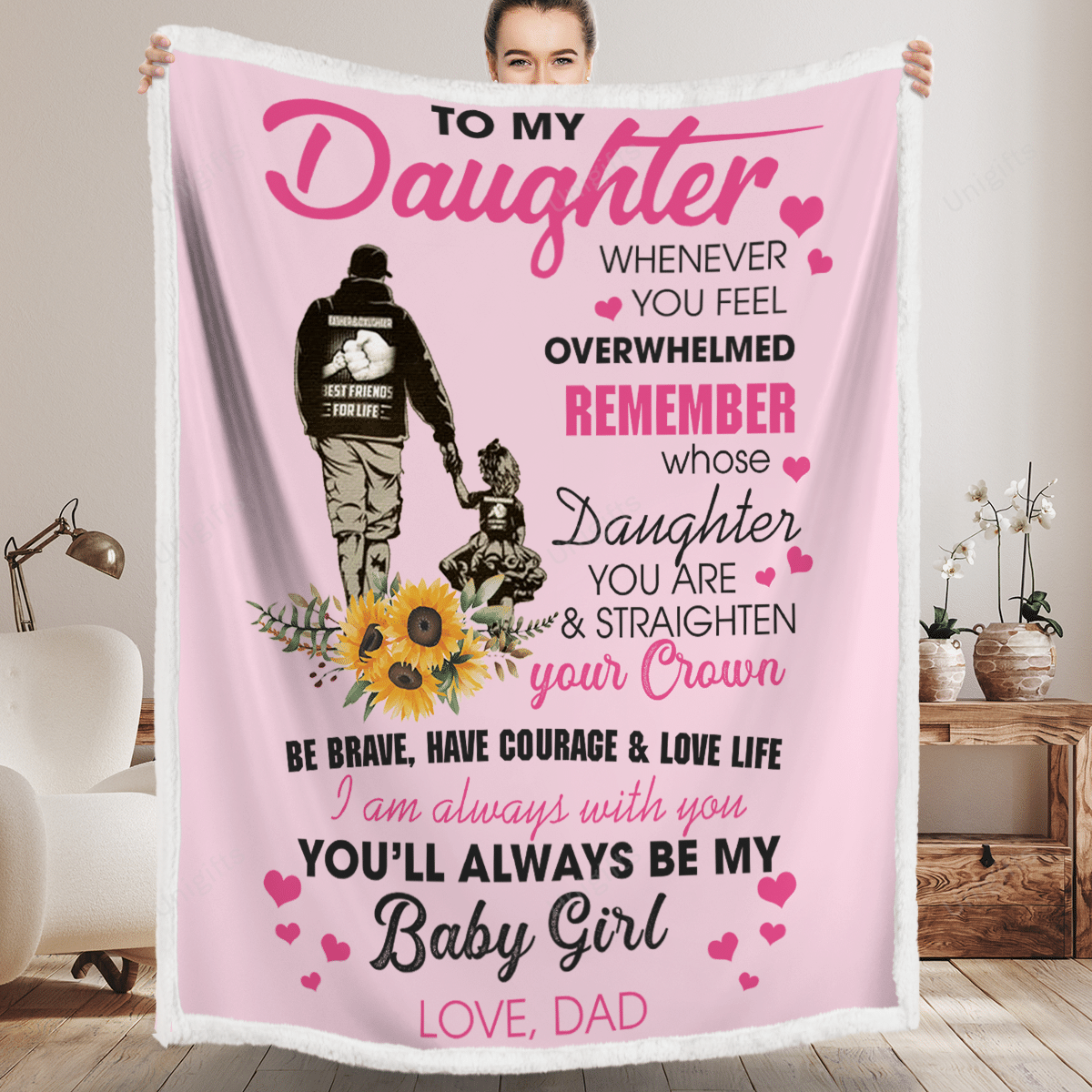 To My Daughter Be Brave, Have Courage & Love Life Fleece Blanket Gift For Daughter From Dad Birthday Gift Home Decor Bedding Couch Sofa Soft And Comfy Cozy 1630401708867.png