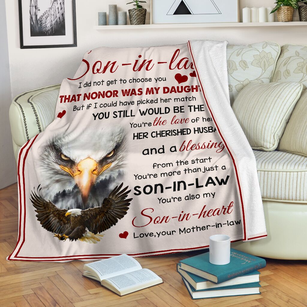 Gift For Son Blanket, To My Dear Son In Law Eagle Blanket 1630404698131.jpg