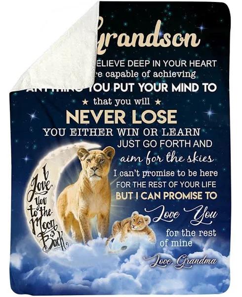 I Promise I Love You For The Rest Of Mine Moon Lions Fleece Blanket Gift For Grandson Home Decor Bedding Couch Sofa Soft And Comfy Cozy 1630656993200.jpg