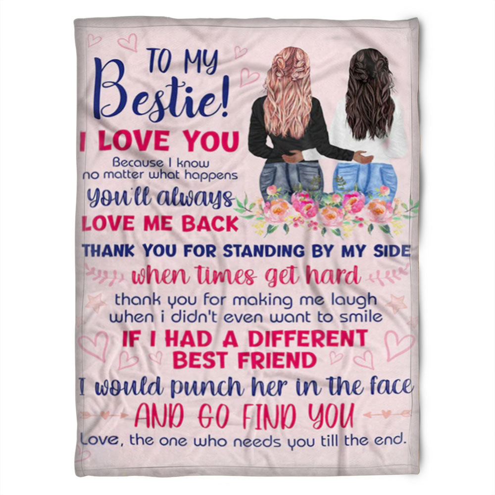 To My Friend Fleece Blanket Thank You For Standing By My Side To My Bestie, Gift For Bestie, Gift For Sister, Gift For Friend, Home Decor Bedding Couch Sofa Soft and Comfy 1630913914314.jpg