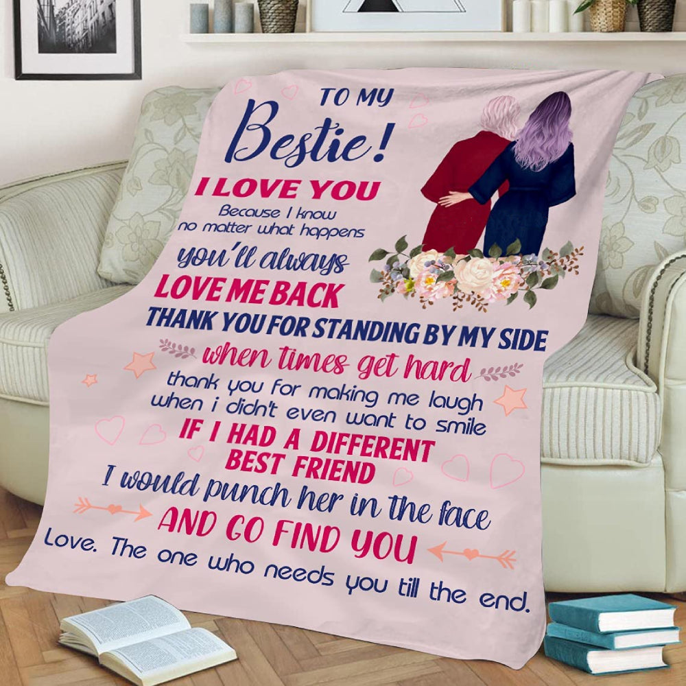 To My Friend Fleece Blanket When Times Get Hard Thank You For Making Me Laugh, Gift For Sister, Gift For Best Friend, Home Decor Bedding Couch Sofa Soft And Comfy 1630921708493.jpg