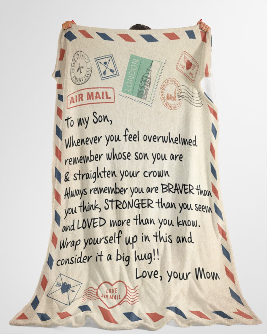 Gift For Son Blanket, Air Mail letter To my Son Consider It A Big Hug - Love From Mom 1630922405351.jpg