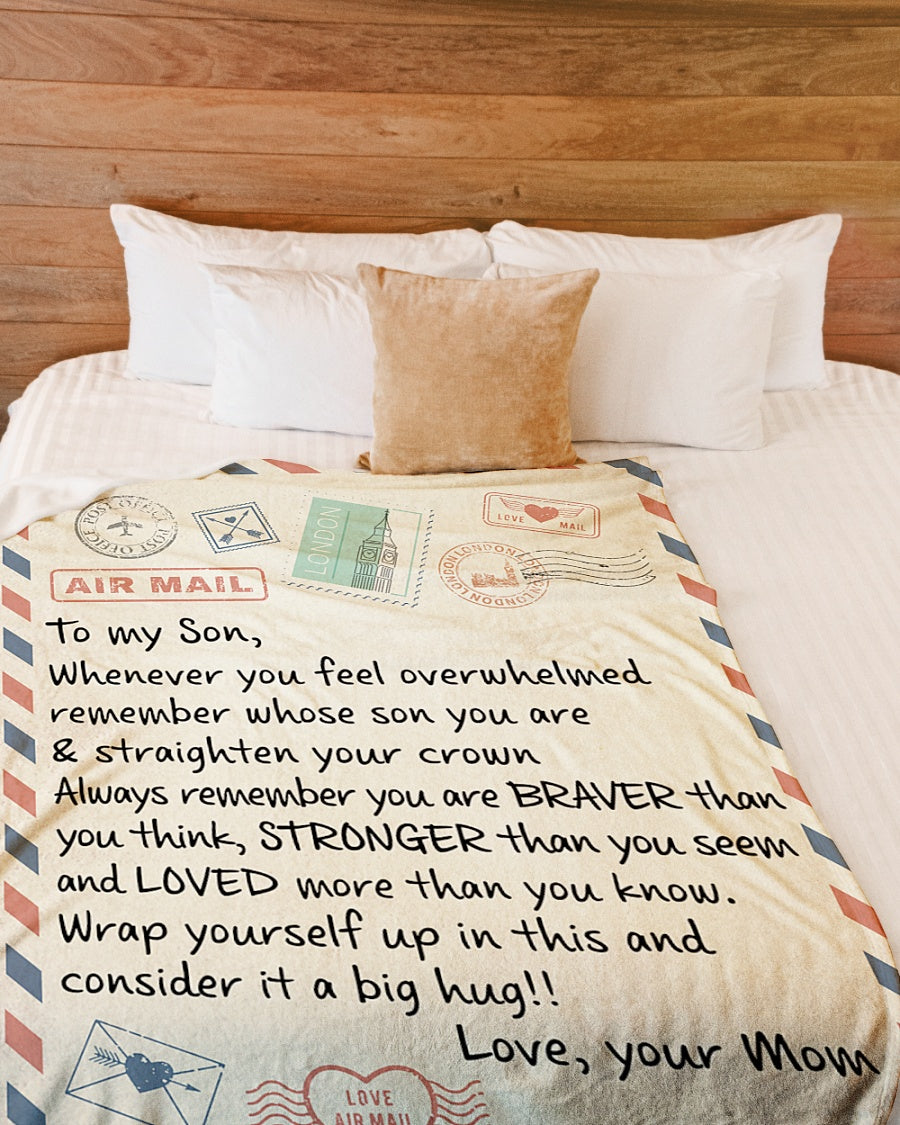 Gift For Son Blanket, Air Mail letter To my Son Consider It A Big Hug - Love From Mom 1630922405971.jpg