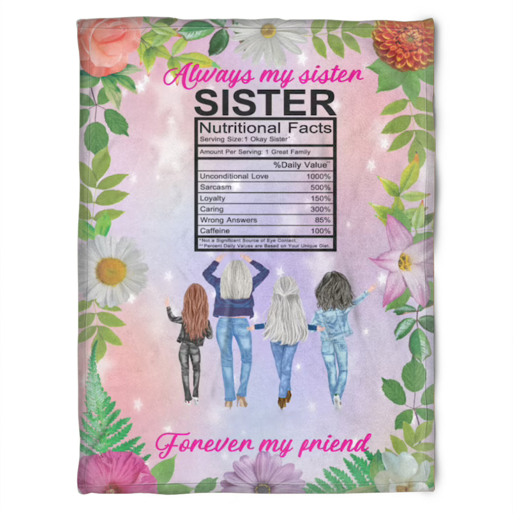 To My Friend Fleece Blanket Always My Sister Forever My Friend, Sister Nutritional Facts, Gift For Sister, Gift For Best Friend, Home Decor Bedding Couch Sofa Soft And Comfy 1630981526926.jpg
