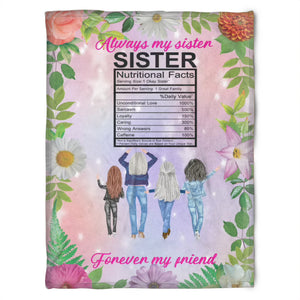 To My Friend Fleece Blanket Always My Sister Forever My Friend, Sister Nutritional Facts, Gift For Sister, Gift For Best Friend, Home Decor Bedding Couch Sofa Soft And Comfy 1630981526926.jpg
