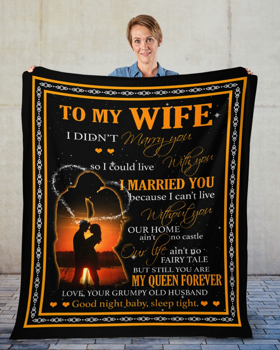 To My Wife I Can't Live Without You Fleece Blanket Gift Wife From Husband Birthday Gift Home Decor Bedding Couch Sofa Soft and Comfy Cozy 1630982867301.jpg