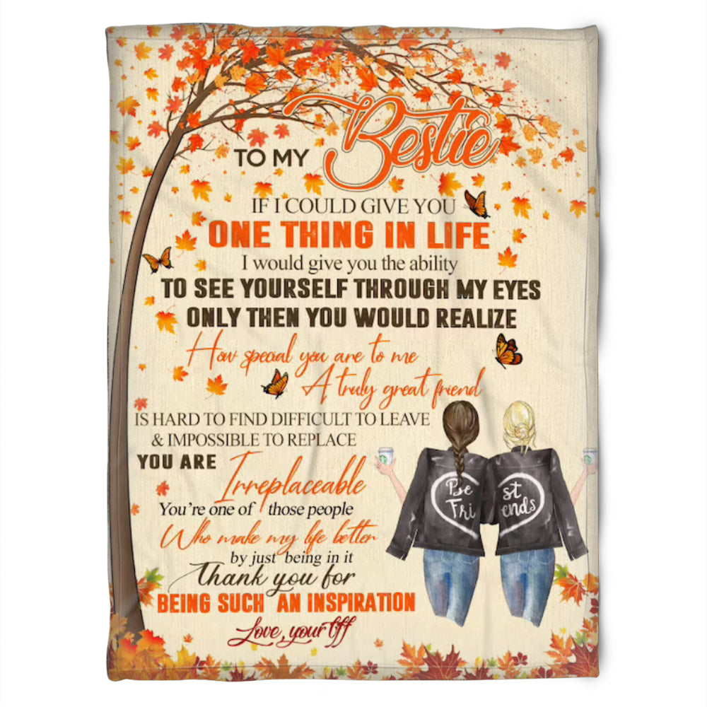 To My Friend Fleece Blanket Thank You For Being Such An Inspiration You Are Impossible To Replace, Gift For Sister, Gift For Friend, Home Decor Bedding Couch Sofa Soft And Comfy 1630986317625.jpg