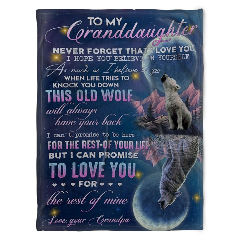 Wolf Blanket, To My Granddaughter This Old Wolf Will Always Have Your Back,gift For Granddaughter Family Home Decor Bedding Couch Sofa Soft And Comfy Cozy 1630989036459.jpg