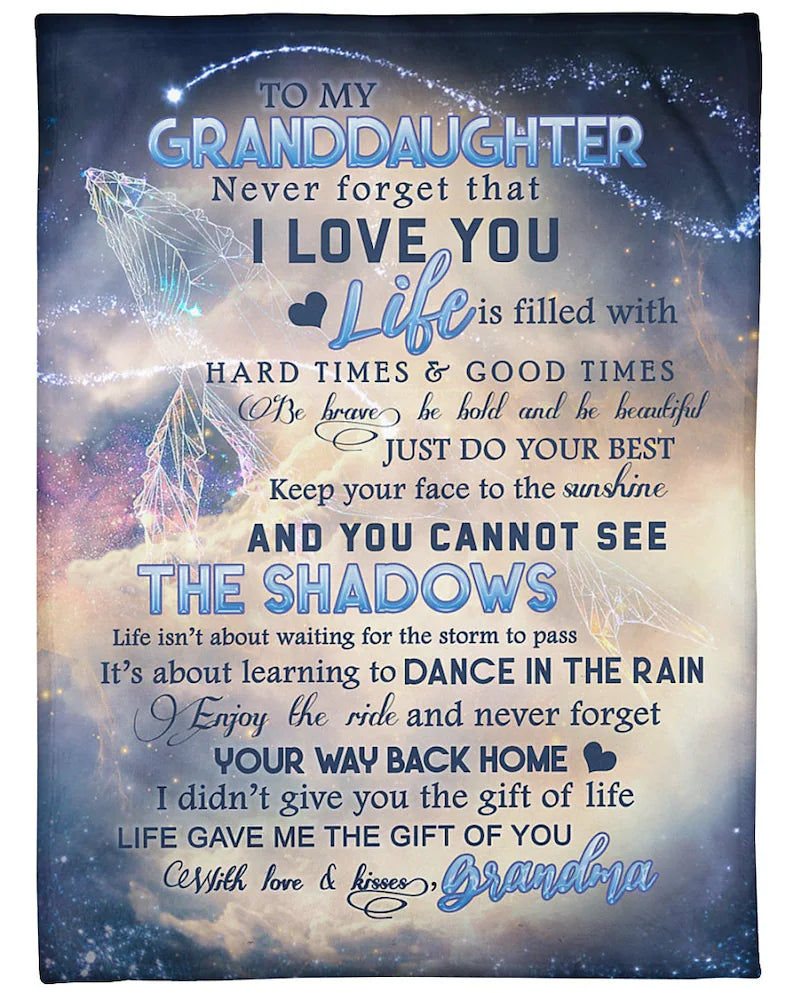 To My Granddaughter Love And Kisses From Grandma,fleece Sherpa Woven Blankets,gift For Granddaughter Family Home Decor Bedding Couch Sofa Soft And Comfy Cozy 1630997765004.jpg