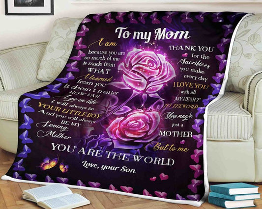 Personalized Blanket With Name - Good Gifts For A Mom - Perfect Birthday Mother's Day Gift For Mom - Roses I Will Always Be Your Little Boy Be 1631071422940.jpg