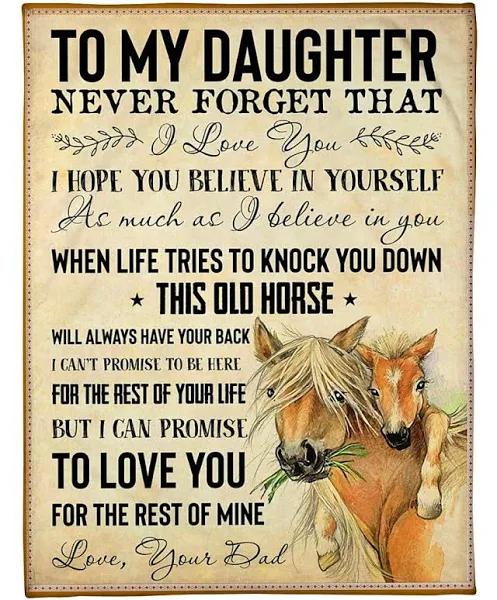 Love Message Of Dad Horse To Daughter Fleece Blanket Gift For Daughter From Dad Home Decor Bedding Couch Sofa Soft And Comfy Cozy 1631073035411.jpg