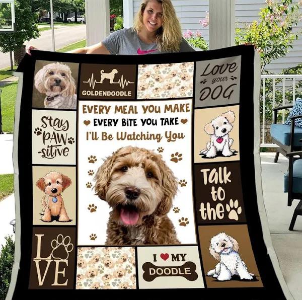 Every Meal You Make Every Bite You Take I'll Be Watching You Golden Doodle Dog Fleece Blanket Gift For People Home Decor Bedding Couch Sofa Soft And Comfy Cozy 1631088229318.jpg