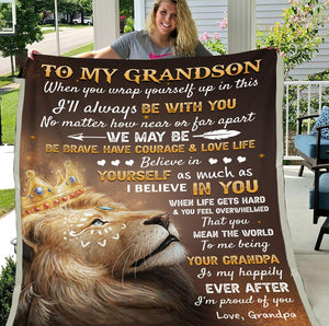 Lion To My Grandson To Me Being Your Grandpa Is My Happily Fleece Blanket Gift From Grandpa To Grandson Home Decor Bedding Couch Sofa Soft And Comfy Cozy 1631177828013.jpg
