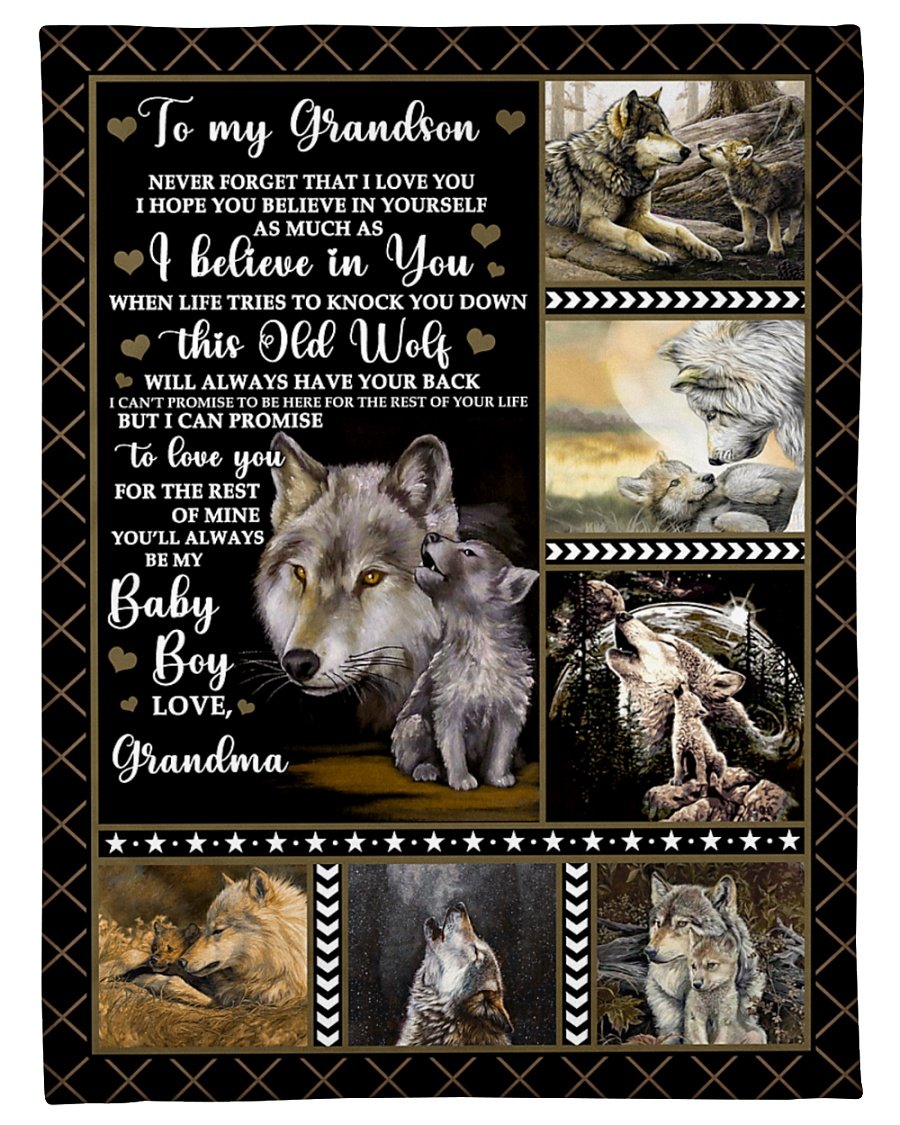 Wolf Tou My Grandson You'll Always Be My Baby Boy Fleece Blanket Gift From Grandma To Grandson Birthday Gift Home Decor Bedding Couch Sofa Soft And Comfy Cozy 1631178145972.jpg