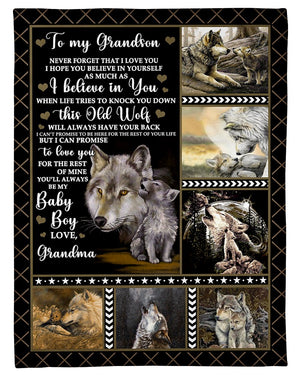 Wolf Tou My Grandson You'll Always Be My Baby Boy Fleece Blanket Gift From Grandma To Grandson Birthday Gift Home Decor Bedding Couch Sofa Soft And Comfy Cozy 1631178145972.jpg