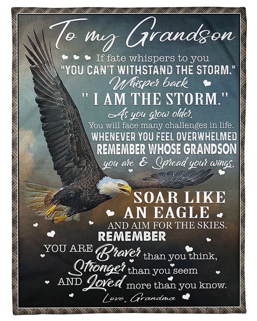 Eagle To My Grandson You Are Stronger Than You Seem Fleece Blanket Gift From Grandma To Grandson Home Decor Bedding Couch Sofa Soft And Comfy Cozy 1631178260793.jpg