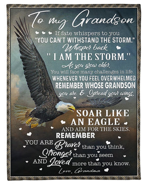 Eagle To My Grandson You Are Stronger Than You Seem Fleece Blanket Gift From Grandma To Grandson Home Decor Bedding Couch Sofa Soft And Comfy Cozy 1631178260793.jpg