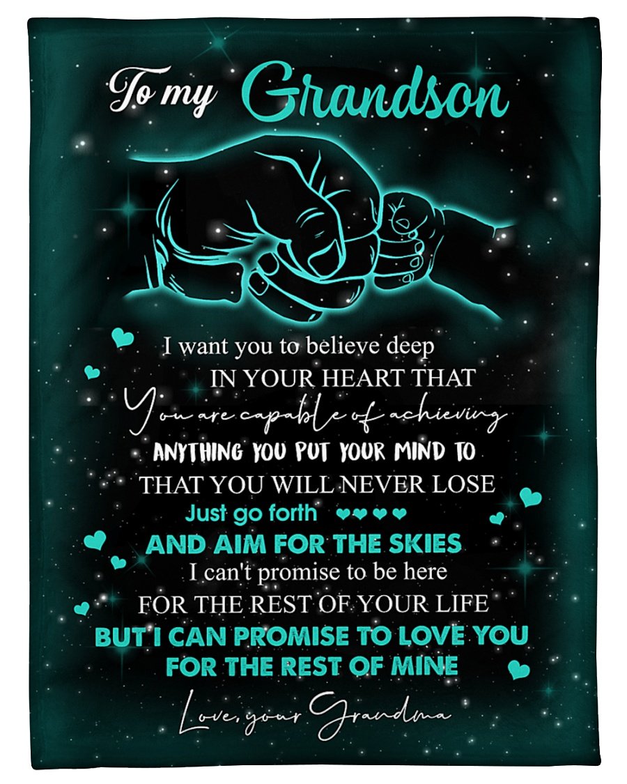 To My Grandson I Can Promise To Love You For The Rest Of Mine Fleece Blanket Gift For Grandson Home Decor Bedding Couch Sofa Soft And Comfy Cozy 1631178657031.jpg
