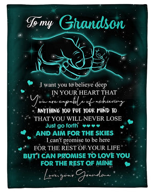 To My Grandson I Can Promise To Love You For The Rest Of Mine Fleece Blanket Gift For Grandson Home Decor Bedding Couch Sofa Soft And Comfy Cozy 1631178657031.jpg