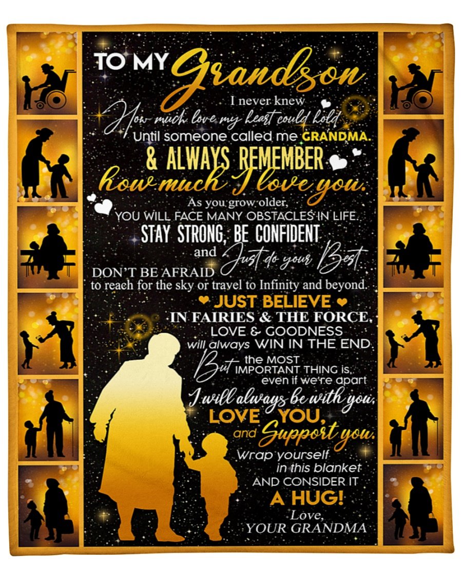 To My Grandson Love You And Support You Fleece Blanket Gift From Grandma To Grandson Home Decor Bedding Couch Sofa Soft And Comfy Cozy 1631179654697.jpg