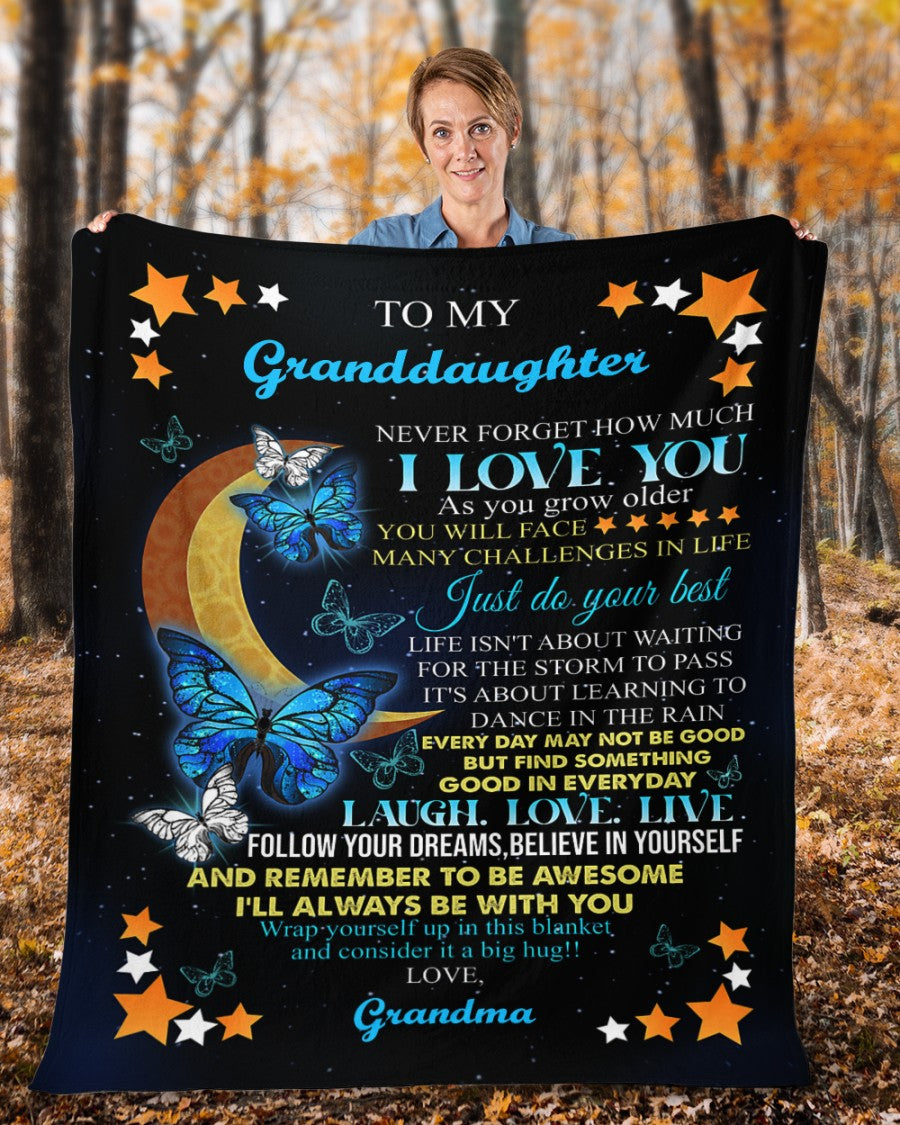 To My Granddaughter Never Forget How Much I Love You As You Grow Older - Moon & Butterfly Blanket Gift For Granddaughter From Grandma Bedding Couch Sofa Soft And Comfy Cozy 1631179925711.jpg