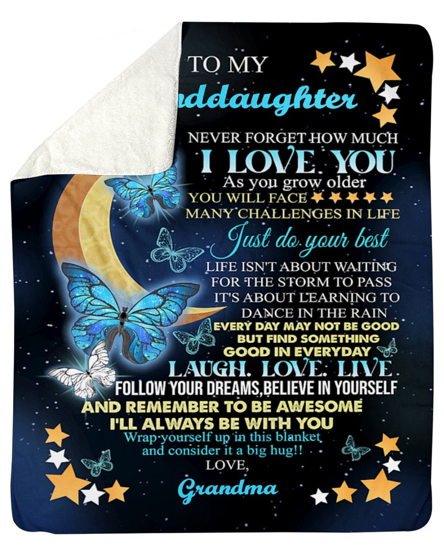 To My Granddaughter Never Forget How Much I Love You As You Grow Older - Moon & Butterfly Blanket Gift For Granddaughter From Grandma Bedding Couch Sofa Soft And Comfy Cozy 1631179925717.jpg